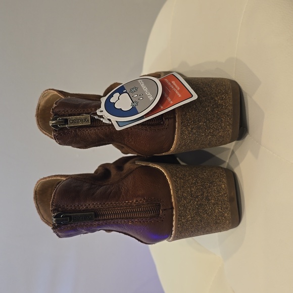 Aertex Kara Cognac brown wedge ankle zip boot New Weatherproof Arch Support - Picture 7 of 8